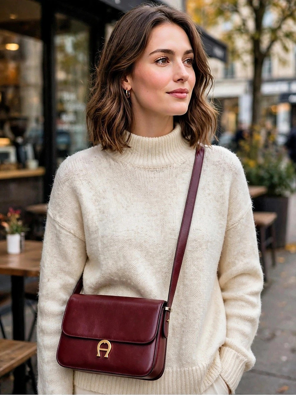 Etienne Aigner Vintage Leather Shoulder Bag Burgundy Oxblood Hand Made Flap